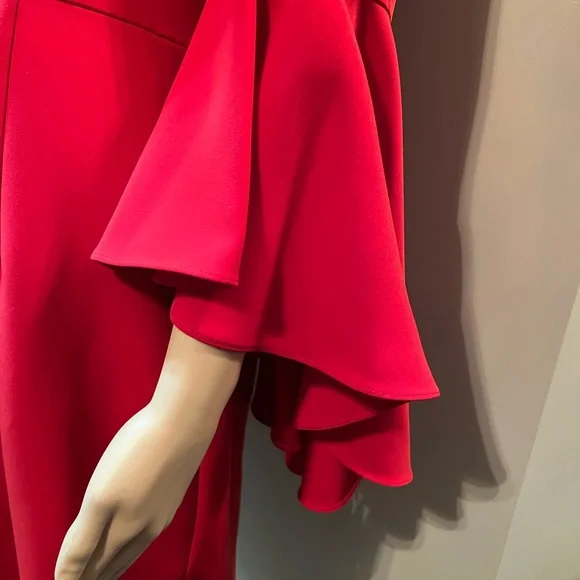 Boston Proper Red Flare Sleeves Off Shoulder Boho Hipster Chic SzM - Picture 6 of 10